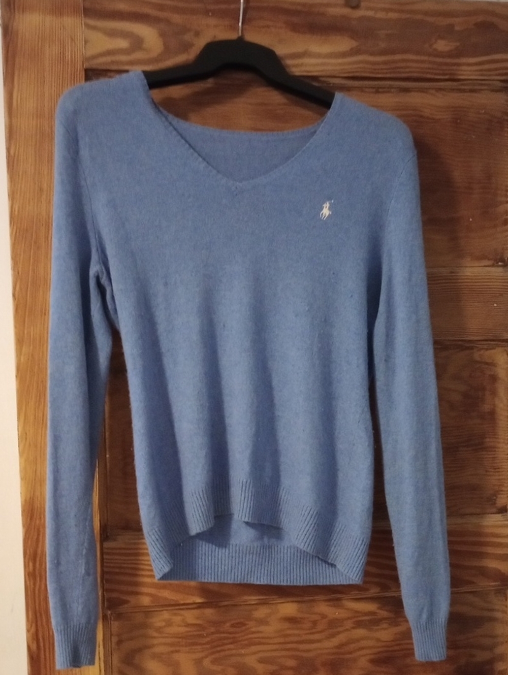 Ralph Lauren Light Blue V-Neck Cashmere Blend Sweater
